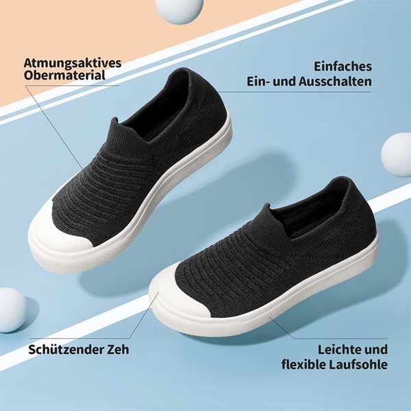 Kids Slip On Machine Washable Sneakers - DARK GREY - 4